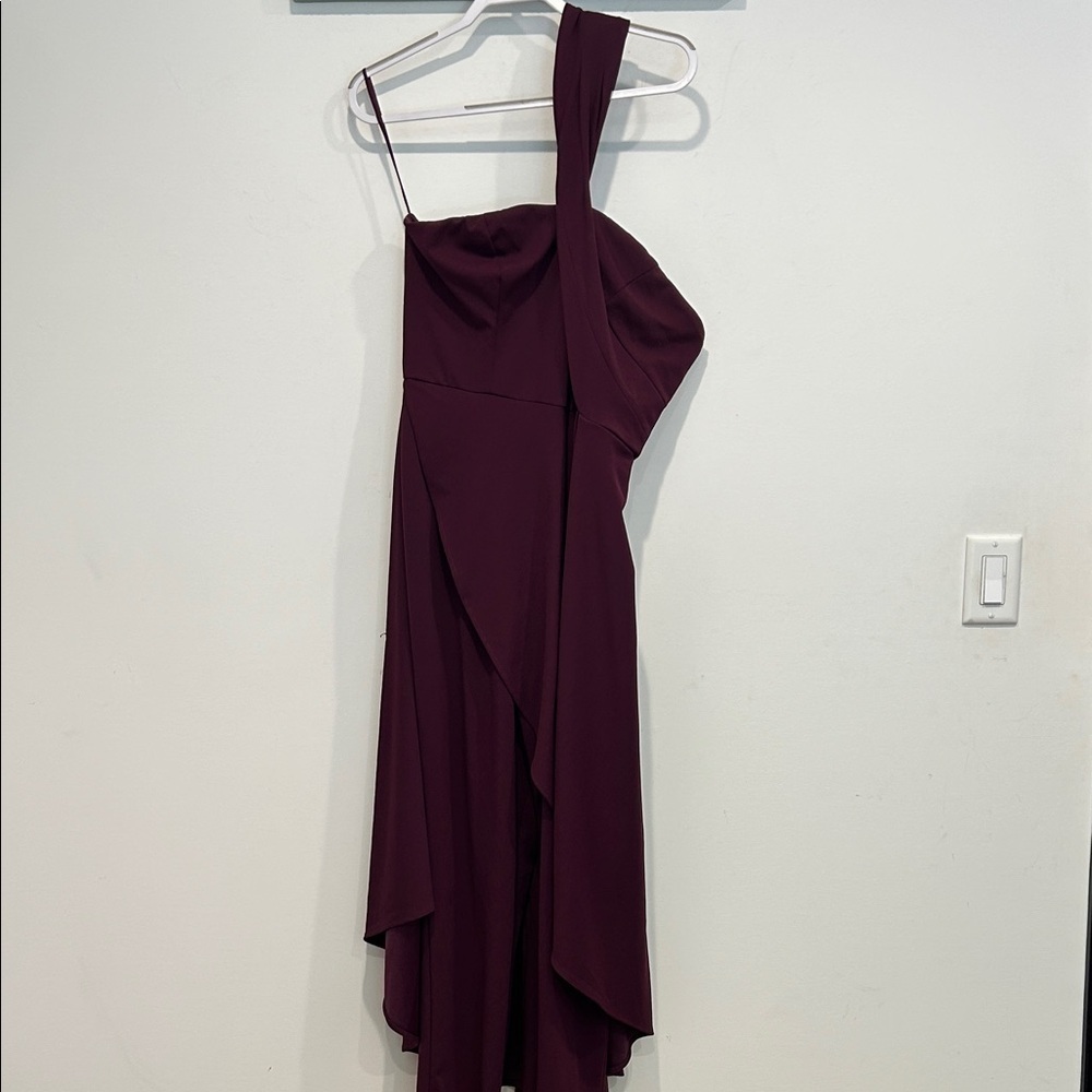 VENUS Burgundy Asymmetrical Jumpsuit with skirt overlay women’s plus 14